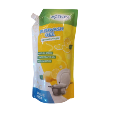 Action Dishwash Gel Lemon Magic Pouch ( Value Pack) -1L